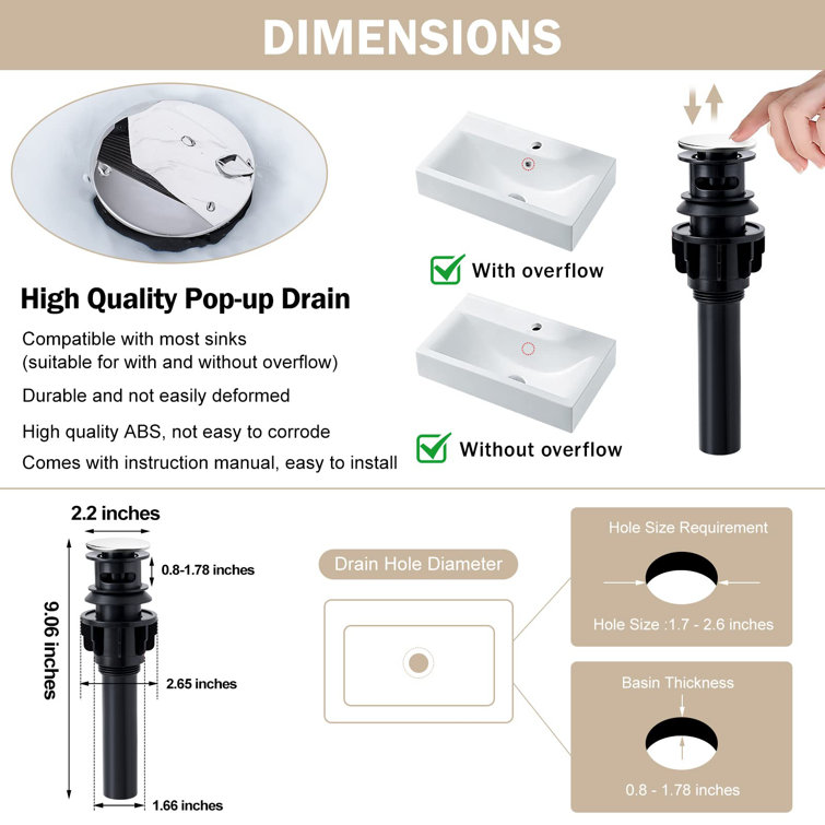 Kazoo Single Hole Faucet Singlehandle Bathroom Faucet with Drain